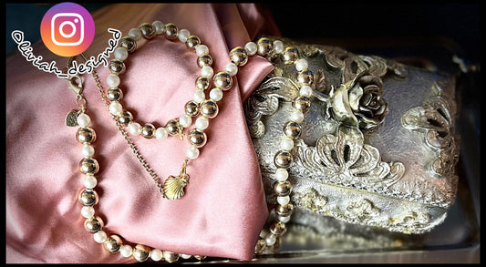 Beautiful pearl and gold bracelet and necklace